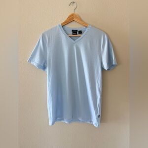 BOSS Hugo Boss Slim Fit Mercerized Cotton Sky Blue V-Neck Men's Tee Size M